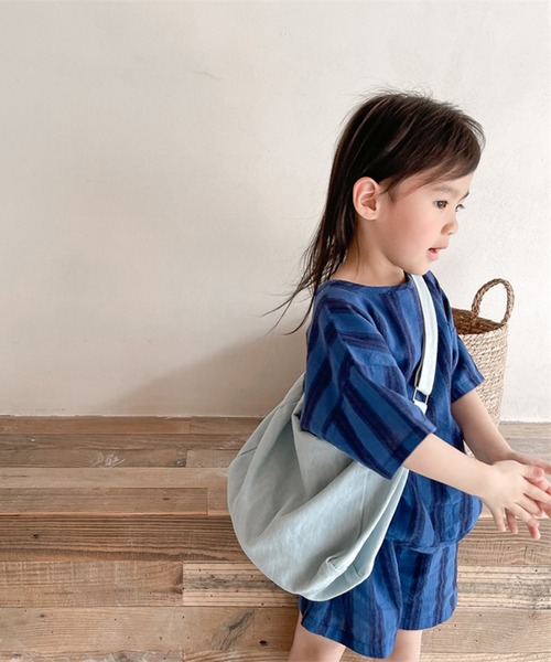 aimoha（アイモハ）の「aimoha-KIDS- 子供服　ストライプ柄半袖トップスハーフパンツセットアップ (SS)（セットアップ・キッズ・ネイビー/ブラウン・90/100/110/120/80/130）」の16枚目の写真