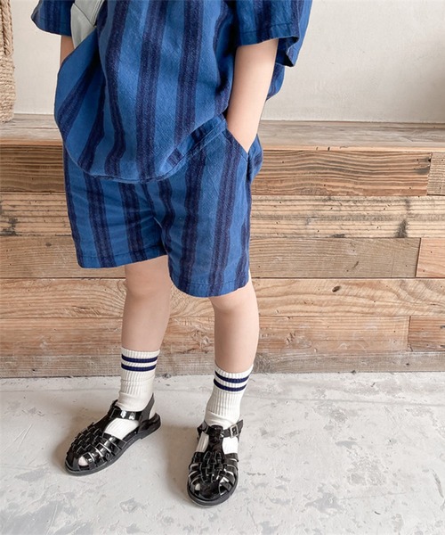 aimoha（アイモハ）の「aimoha-KIDS- 子供服　ストライプ柄半袖トップスハーフパンツセットアップ (SS)（セットアップ・キッズ・ネイビー/ブラウン・90/100/110/120/80/130）」の21枚目の写真