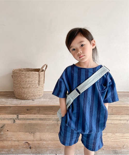 aimoha（アイモハ）の「aimoha-KIDS- 子供服　ストライプ柄半袖トップスハーフパンツセットアップ (SS)（セットアップ・キッズ・ネイビー/ブラウン・90/100/110/120/80/130）」の17枚目の写真