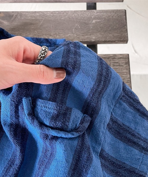 aimoha（アイモハ）の「aimoha-KIDS- 子供服　ストライプ柄半袖トップスハーフパンツセットアップ (SS)（セットアップ・キッズ・ネイビー/ブラウン・90/100/110/120/80/130）」の15枚目の写真