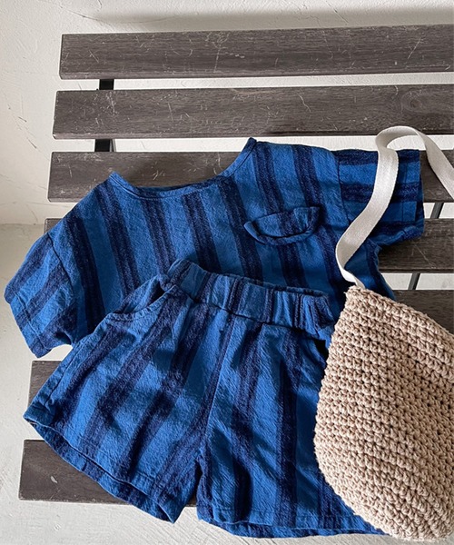 aimoha（アイモハ）の「aimoha-KIDS- 子供服　ストライプ柄半袖トップスハーフパンツセットアップ (SS)（セットアップ・キッズ・ネイビー/ブラウン・90/100/110/120/80/130）」の20枚目の写真