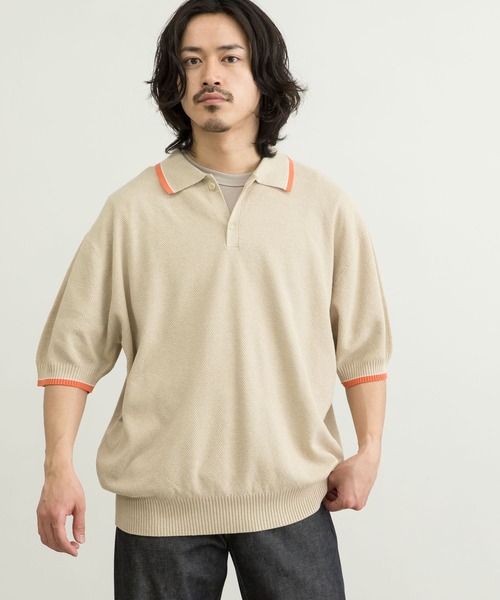 URBAN RESEARCH（アーバンリサーチ）の「URBAN RESEARCH iD　オーバーサイズニットポロシャツ（ポロシャツ・メンズ・ブラック/パープル/ライトベージュ・MEDIUM/LARGE）」の21枚目の写真