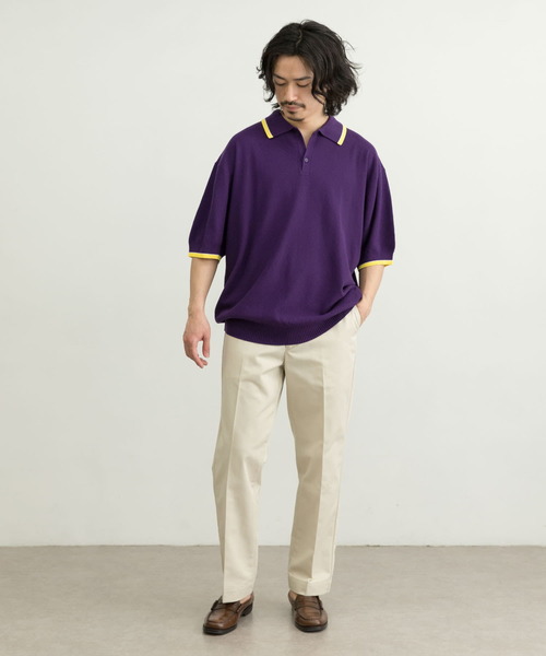 URBAN RESEARCH（アーバンリサーチ）の「URBAN RESEARCH iD　オーバーサイズニットポロシャツ（ポロシャツ・メンズ・ブラック/パープル/ライトベージュ・MEDIUM/LARGE）」の5枚目の写真