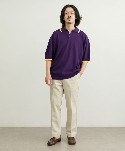 URBAN RESEARCH（アーバンリサーチ）の「URBAN RESEARCH iD　オーバーサイズニットポロシャツ（ポロシャツ・メンズ・ブラック/パープル/ライトベージュ・MEDIUM/LARGE）」の11枚目の写真