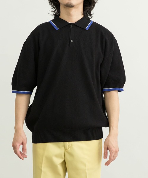 URBAN RESEARCH（アーバンリサーチ）の「URBAN RESEARCH iD　オーバーサイズニットポロシャツ（ポロシャツ・メンズ・ブラック/パープル/ライトベージュ・MEDIUM/LARGE）」の20枚目の写真