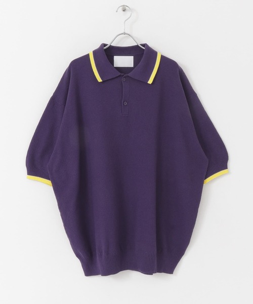 URBAN RESEARCH（アーバンリサーチ）の「URBAN RESEARCH iD　オーバーサイズニットポロシャツ（ポロシャツ・メンズ・ブラック/パープル/ライトベージュ・MEDIUM/LARGE）」の9枚目の写真