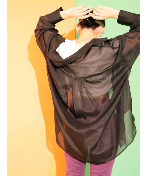 EVRIS(エヴリス)の「シアーオーバーシャツ(シャツ/ブラウス・レディース・ホワイト/ブラック/ブルー/その他1・FREE)」の3枚目の写真