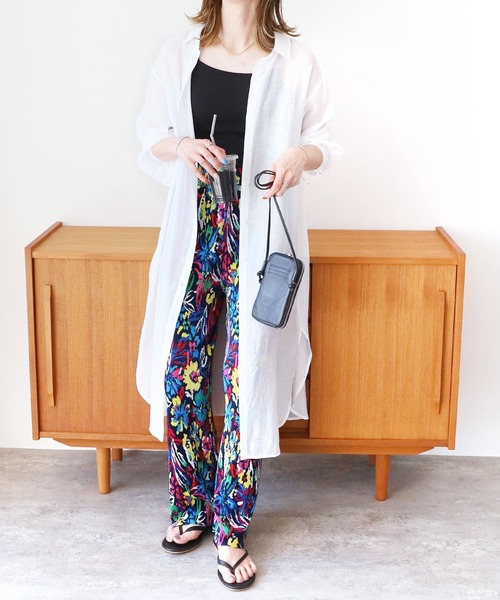 reca（レカ）の「シアーボイルシャツワンピース（シャツワンピース・レディース・ブラック/ベージュ/オフホワイト/オレンジ/グリーン/グレイッシュベージュ・MEDIUM）」の2枚目の写真