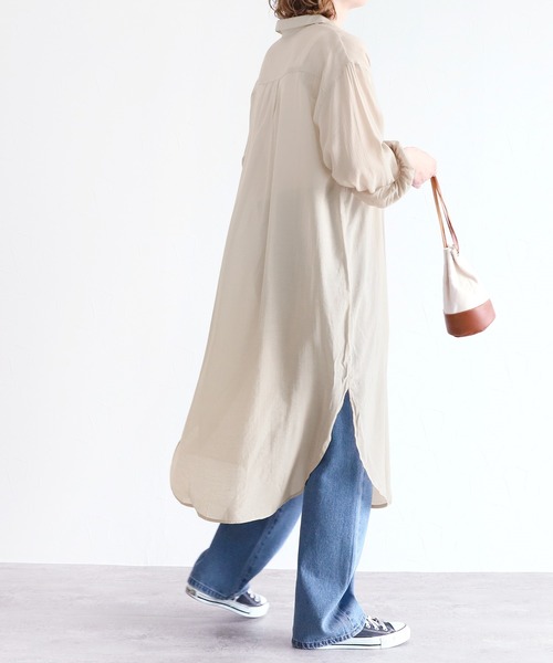 reca（レカ）の「シアーボイルシャツワンピース（シャツワンピース・レディース・ブラック/ベージュ/オフホワイト/オレンジ/グリーン/グレイッシュベージュ・MEDIUM）」の17枚目の写真