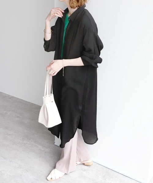 reca（レカ）の「シアーボイルシャツワンピース（シャツワンピース・レディース・ブラック/ベージュ/オフホワイト/オレンジ/グリーン/グレイッシュベージュ・MEDIUM）」の14枚目の写真