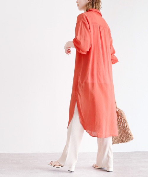 reca（レカ）の「シアーボイルシャツワンピース（シャツワンピース・レディース・ブラック/ベージュ/オフホワイト/オレンジ/グリーン/グレイッシュベージュ・MEDIUM）」の21枚目の写真