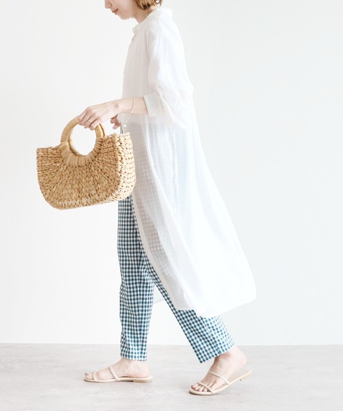 reca（レカ）の「シアーボイルシャツワンピース（シャツワンピース・レディース・ブラック/ベージュ/オフホワイト/オレンジ/グリーン/グレイッシュベージュ・MEDIUM）」の7枚目の写真