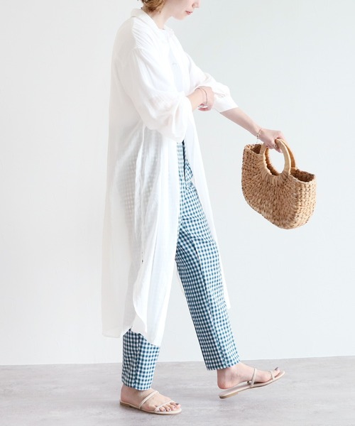 reca（レカ）の「シアーボイルシャツワンピース（シャツワンピース・レディース・ブラック/ベージュ/オフホワイト/オレンジ/グリーン/グレイッシュベージュ・MEDIUM）」の8枚目の写真