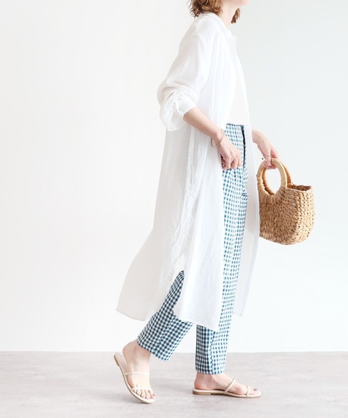 reca（レカ）の「シアーボイルシャツワンピース（シャツワンピース・レディース・ブラック/ベージュ/オフホワイト/オレンジ/グリーン/グレイッシュベージュ・MEDIUM）」の9枚目の写真