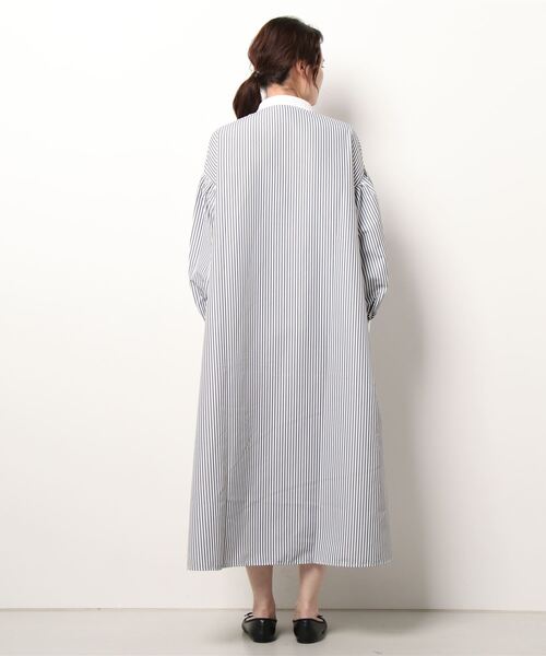 KOBE LETTUCE（コウベレタス）の「クレリックボリュームスリーブストライプシャツワンピース（シャツワンピース・レディース・ブラック/サックスブルー/ピンク/グリーン・FREE）」の6枚目の写真