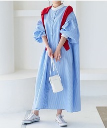 KOBE LETTUCE | クレリックボリュームスリーブストライプシャツワンピース(シャツワンピース)