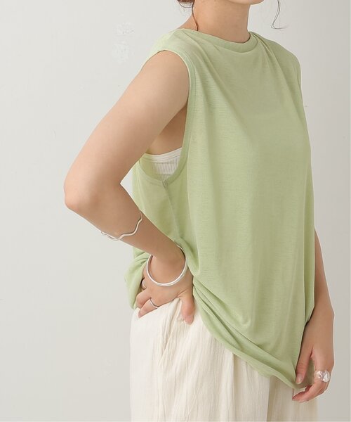 frames RAY CASSIN（フレームスレイカズン）の「シアー ボックスタンクトップ（Tシャツ/カットソー・レディース・ブラック/オフホワイト/ピンク/グリーン・FREE）」の10枚目の写真