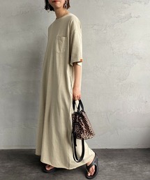 [UNIVERSAL OVERALL/ユニバーサルオーバーオール] 別注 ピグメント カットオフロング丈Tシャツワンピース