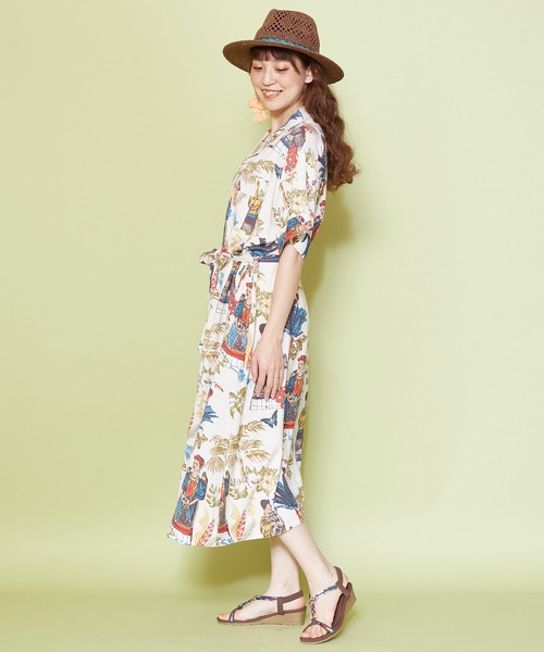 チャイハネ（チャイハネ）の「【チャイハネ】フリダノアロハシャツワンピース（シャツワンピース・レディース・オフホワイト/カーキ/ターコイズブルー・FREE）」の21枚目の写真