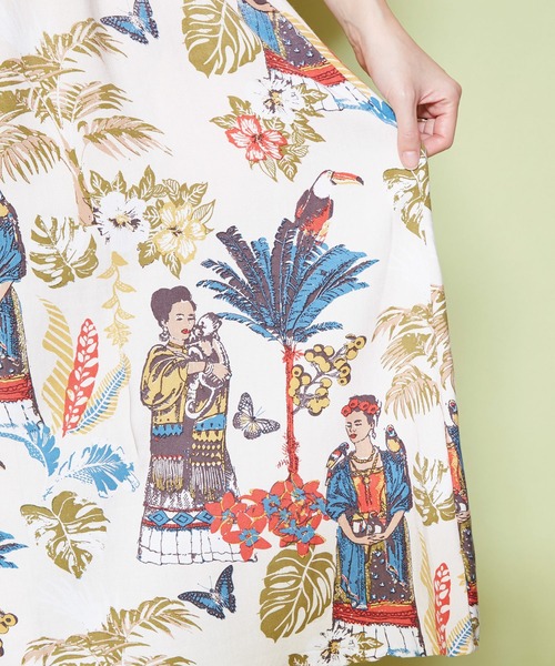 チャイハネ（チャイハネ）の「【チャイハネ】フリダノアロハシャツワンピース（シャツワンピース・レディース・オフホワイト/カーキ/ターコイズブルー・FREE）」の13枚目の写真