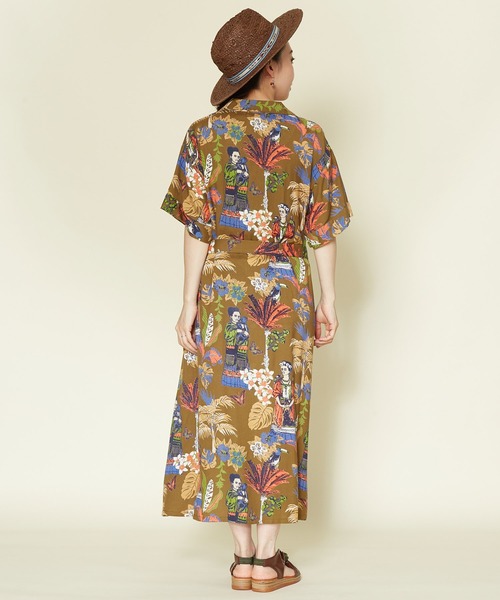 チャイハネ（チャイハネ）の「【チャイハネ】フリダノアロハシャツワンピース（シャツワンピース・レディース・オフホワイト/カーキ/ターコイズブルー・FREE）」の9枚目の写真