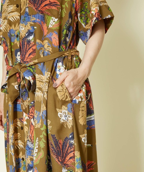 チャイハネ（チャイハネ）の「【チャイハネ】フリダノアロハシャツワンピース（シャツワンピース・レディース・オフホワイト/カーキ/ターコイズブルー・FREE）」の15枚目の写真