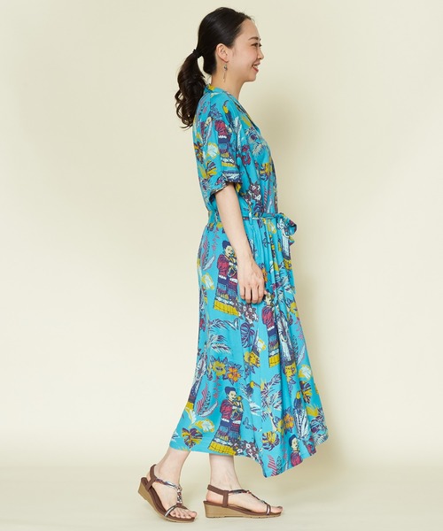 チャイハネ（チャイハネ）の「【チャイハネ】フリダノアロハシャツワンピース（シャツワンピース・レディース・オフホワイト/カーキ/ターコイズブルー・FREE）」の8枚目の写真