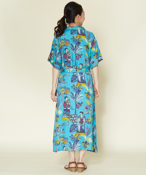 チャイハネ（チャイハネ）の「【チャイハネ】フリダノアロハシャツワンピース（シャツワンピース・レディース・オフホワイト/カーキ/ターコイズブルー・FREE）」の14枚目の写真