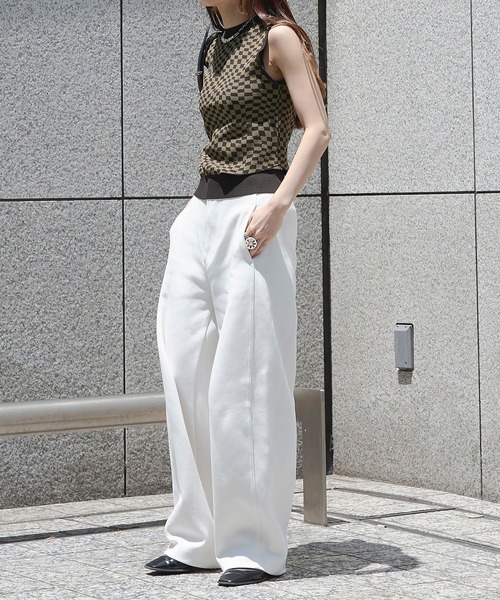 Ezick（エジック）の「サイドカットチェッカータンク（タンクトップ・レディース・ダークブラウン/オレンジ/ライトグリーン・FREE）」の4枚目の写真