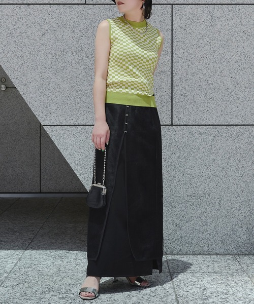 Ezick（エジック）の「サイドカットチェッカータンク（タンクトップ・レディース・ダークブラウン/オレンジ/ライトグリーン・FREE）」の8枚目の写真