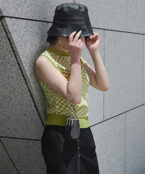 Ezick（エジック）の「サイドカットチェッカータンク（タンクトップ・レディース・ダークブラウン/オレンジ/ライトグリーン・FREE）」の21枚目の写真