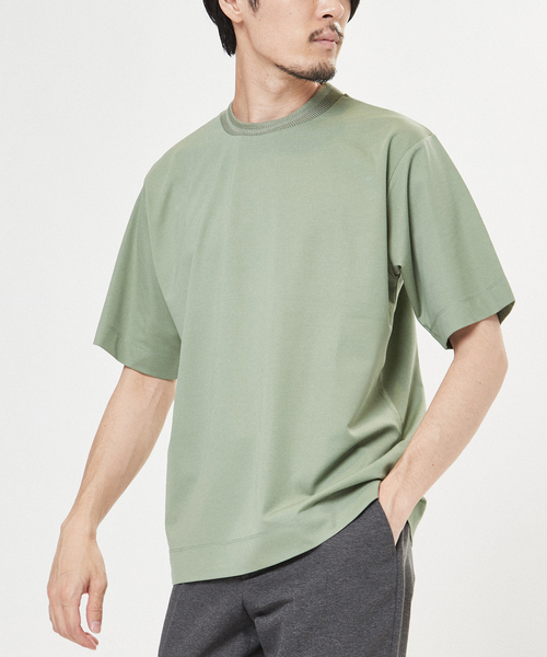 EDIFICE(エディフィス)の「ジャガードネック Tシャツ(Tシャツ/カットソー・メンズ・ホワイト/ブラック/ベージュ/モスグリーン/ホワイト系その他/ブラウン系その他・MEDIUM/LARGE)」の6枚目の写真