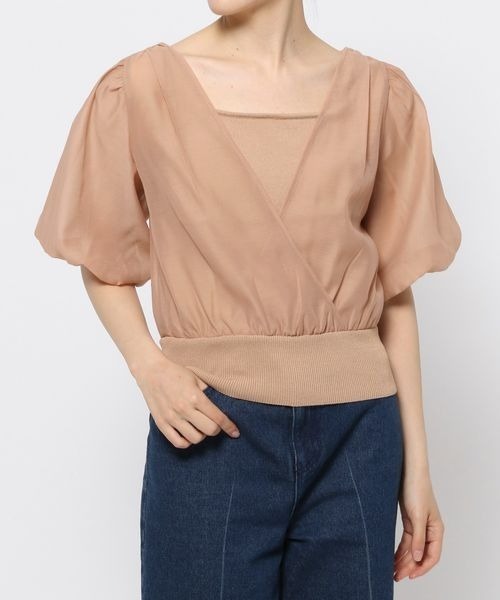 mysty woman（ミスティウーマン）の「カシュクールシアープルオーバー　356687（Tシャツ/カットソー・レディース・ブラック/ベージュ/オフホワイト・FREE）」の19枚目の写真