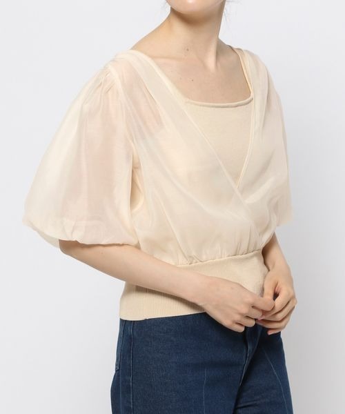 mysty woman（ミスティウーマン）の「カシュクールシアープルオーバー　356687（Tシャツ/カットソー・レディース・ブラック/ベージュ/オフホワイト・FREE）」の20枚目の写真