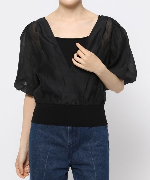 mysty woman（ミスティウーマン）の「カシュクールシアープルオーバー　356687（Tシャツ/カットソー・レディース・ブラック/ベージュ/オフホワイト・FREE）」の21枚目の写真