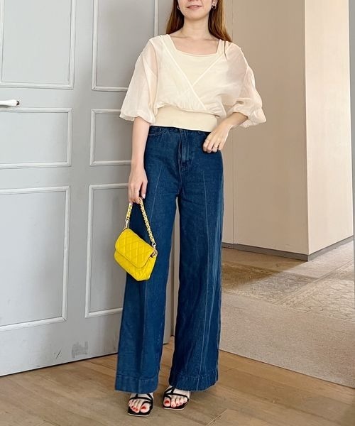 mysty woman（ミスティウーマン）の「カシュクールシアープルオーバー　356687（Tシャツ/カットソー・レディース・ブラック/ベージュ/オフホワイト・FREE）」の22枚目の写真