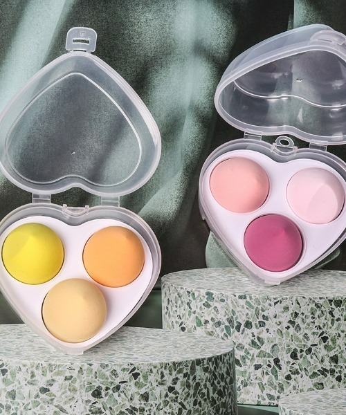 ラテックスフリー 化粧用美容スポンジ 4個セット マルチカラー卵型
