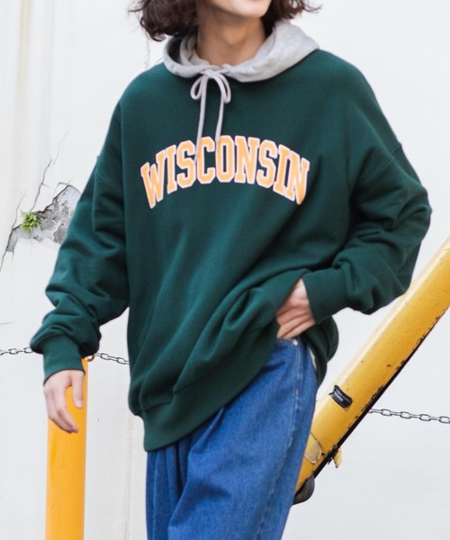 WEGO(ウィゴー)の「WEGO/ヘビーウエイト カレッジプルオーバー(スウェット・メンズ・ネイビー/ダークグリーン/グレー系その他/ブラック/杢グレー/パープル・LARGE/MEDIUM)」の9枚目の写真