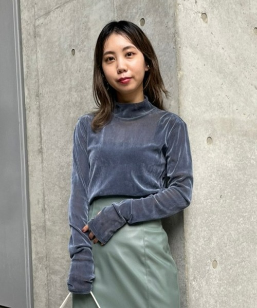 FRAY I.D(フレイアイディー)の「フロッキーチュールトップス(Tシャツ/カットソー・レディース・ブラック/オリーブ/ブルー・FREE)」の20枚目の写真