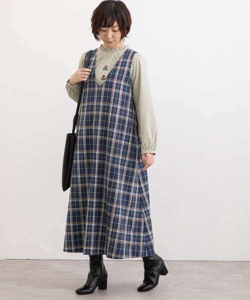 POU DOU DOU（プードゥドゥ）の「2wayフレアジャンスカ（ワンピース・レディース・グレー/ダークブルー・3）」の22枚目の写真