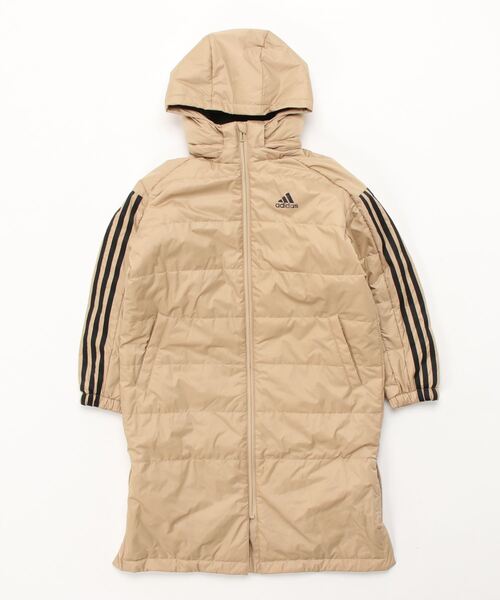 新品 アディダス ワンピース 中綿 ジャケット ロング丈 ベージュ 可愛い 秋冬 adidas（アディダス）の「adidas/アディダス パーカーワンピース