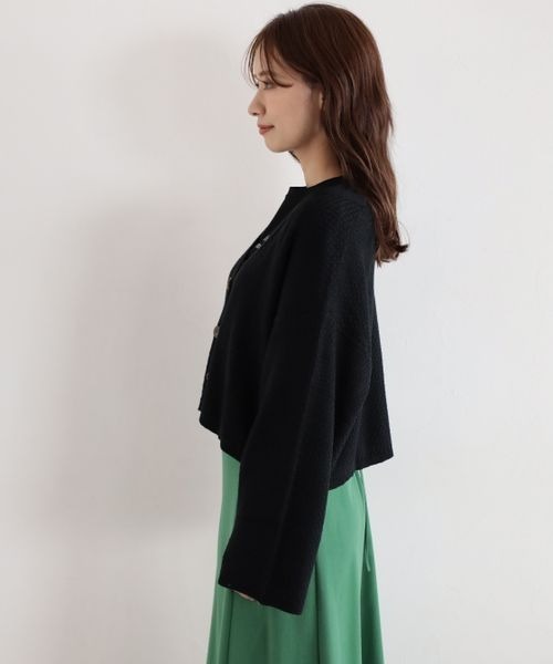 mysty woman（ミスティウーマン）の「カノコ編みショートカーディガン 157098（カーディガン/ボレロ・レディース・ブラック/ブラウン/オフホワイト/グリーン/レッド・FREE）」の17枚目の写真