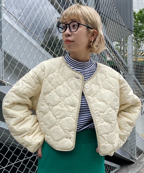 CIAOPANIC（チャオパニック）の「【SETアイテム】マルチウェイキルティングジャケット付きモッズベスト（ノーカラーコート・レディース・アイボリー/カーキ・SMALL/MEDIUM）」の17枚目の写真