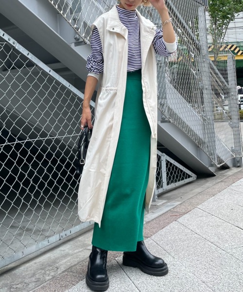 CIAOPANIC（チャオパニック）の「【SETアイテム】マルチウェイキルティングジャケット付きモッズベスト（ノーカラーコート・レディース・アイボリー/カーキ・SMALL/MEDIUM）」の7枚目の写真