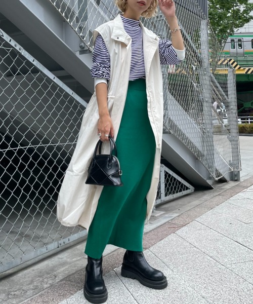 CIAOPANIC（チャオパニック）の「【SETアイテム】マルチウェイキルティングジャケット付きモッズベスト（ノーカラーコート・レディース・アイボリー/カーキ・SMALL/MEDIUM）」の8枚目の写真