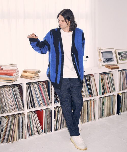 ADAM PATEK(アダムパテック)の「mcg3094- mohair mixed cardigan zebra カーディガン(カーディガン/ボレロ・メンズ・オフホワイト/ブルー・3/1/2)」の8枚目の写真