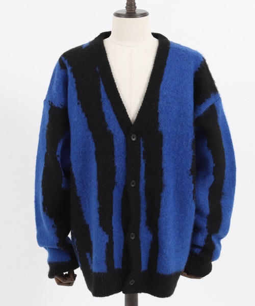 ADAM PATEK(アダムパテック)の「mcg3094- mohair mixed cardigan zebra カーディガン(カーディガン/ボレロ・メンズ・オフホワイト/ブルー・3/1/2)」の18枚目の写真