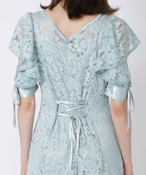 AND COUTURE(アンドクチュール)の「コードレース袖ラッフルワンピース(ワンピース・レディース・ブラック/ミント・MEDIUM)」の12枚目の写真