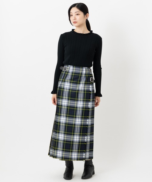 O'NEIL of DUBLIN(オニールオブダブリン)の「O'NEIL OF DUBLIN オニールオブダブリン マキシ丈スカート ウーステッドウール100% 90cm Wワイドベルト(スカート・レディース・ライトブルー/グレー系その他2/インディゴブルー/バイオレット/スモークピンク/ダークネイビー/ピンク/ネイビー系/ネイビー/イエロー/チャコールグレー/カーキ/ブルー/ブルー系その他2/ホワイト×ブラック/ブルー系その他/ダークグリーン/グレイッシュベージュ/ブルー系その他3/ブラウン/ブラック系その他/ブラウン×イエロー/ネイビー系1/ピンク系その他/ライトブラウン/ブラック/ライトグレー/レンガ/グレー系その他/パープル/レッド/グレー/ブルー系その他4/ブルー系その他5/ブラウン系その他/ダークベージュ/ダークブルー/グリーン/ブルー系その他6/ブラウン系その他2/ウィート/グレイッシュブルー/ベージュ系その他/ホワイト×ネイビー/ダークグレー/グレー系その他3/グリーン系その他/ホワイト×グリーン/オレンジ・10/6/8/14/12/4)」の2枚目の写真