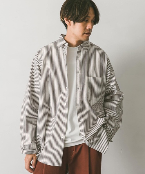 URBAN RESEARCH DOORS(アーバンリサーチドアーズ)の「ライトオックスストライプレギュラーカラーシャツ(シャツ/ブラウス・メンズ・グリーン系その他/ブラウン系その他/ブルー系その他・MEDIUM/SMALL/LARGE)」の4枚目の写真